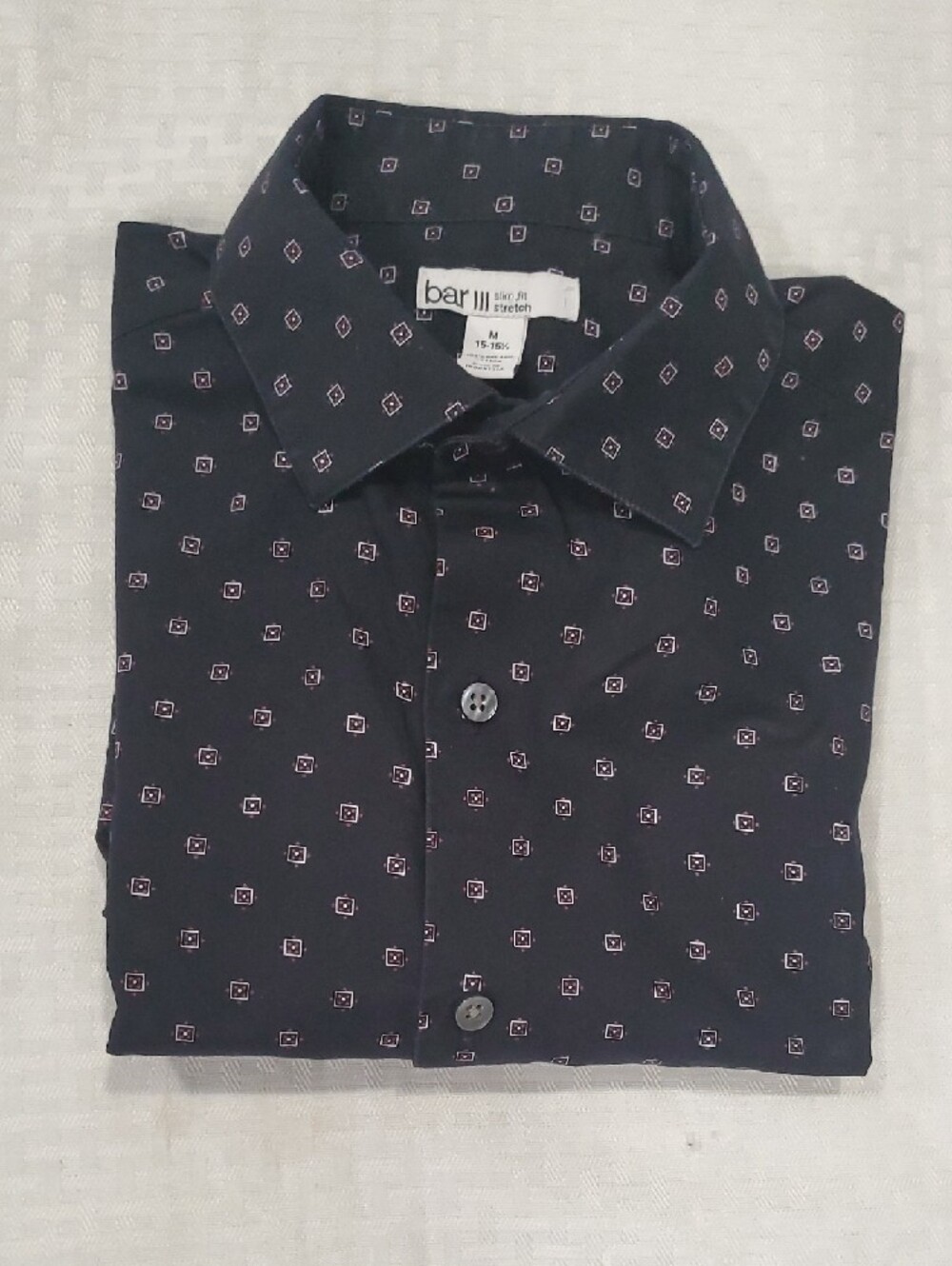 Bar III Black Button-Down Shirt with Small White Dot Pattern - Picture 11 of 13
